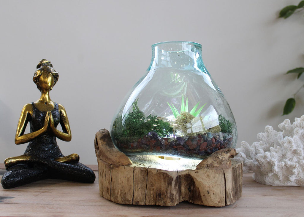 Molten Glass Large Fish Tank 3.7 Litre with Light Cavity Design