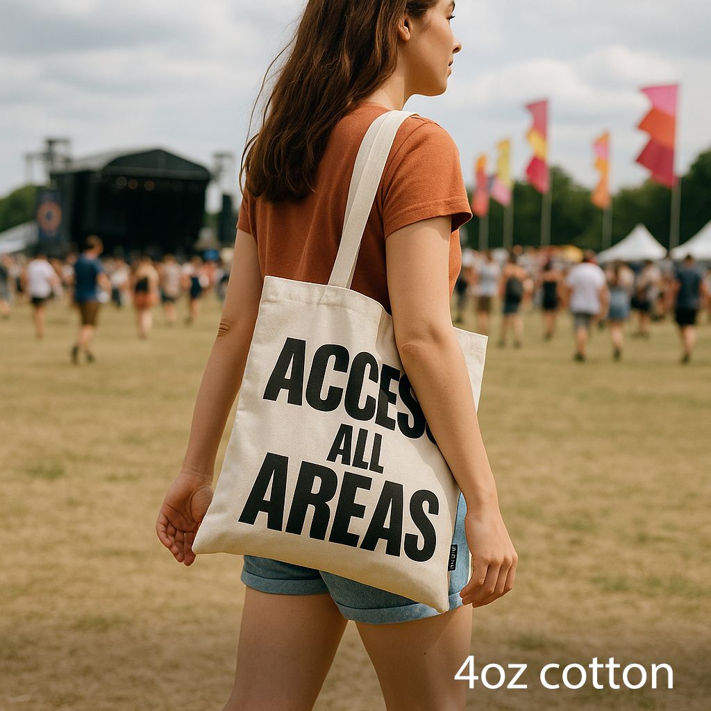 Iconic Basic Tote Bag ACCESS ALL AREA Natural Cotton for Daily Use