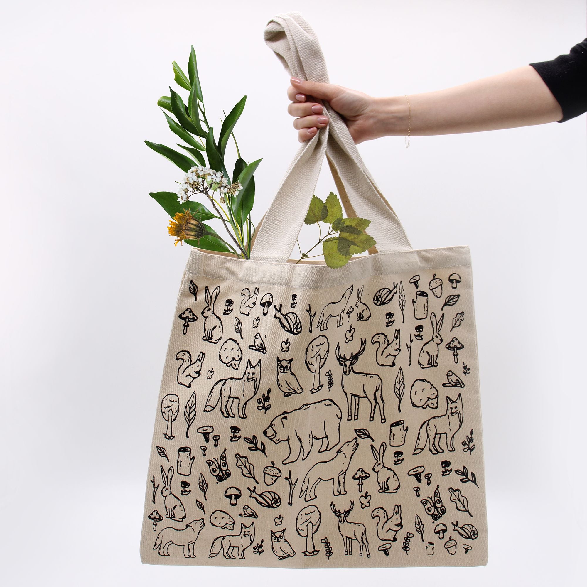 Big Cotton Tote Shopping Bag 38x42cm Forest Life Eco Gift Bag