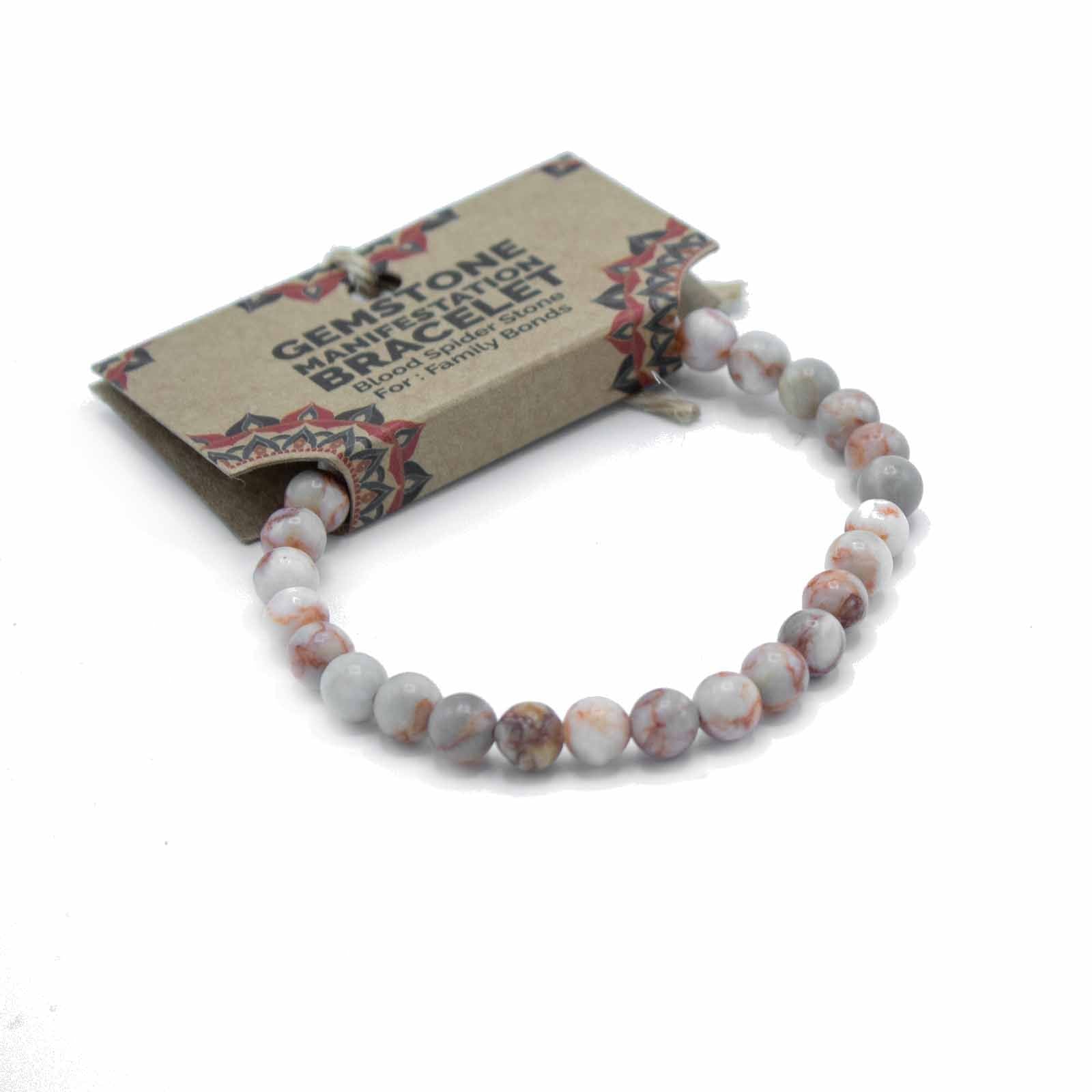 Gemstone Manifestation Bracelet with Blood Spider Stone Design