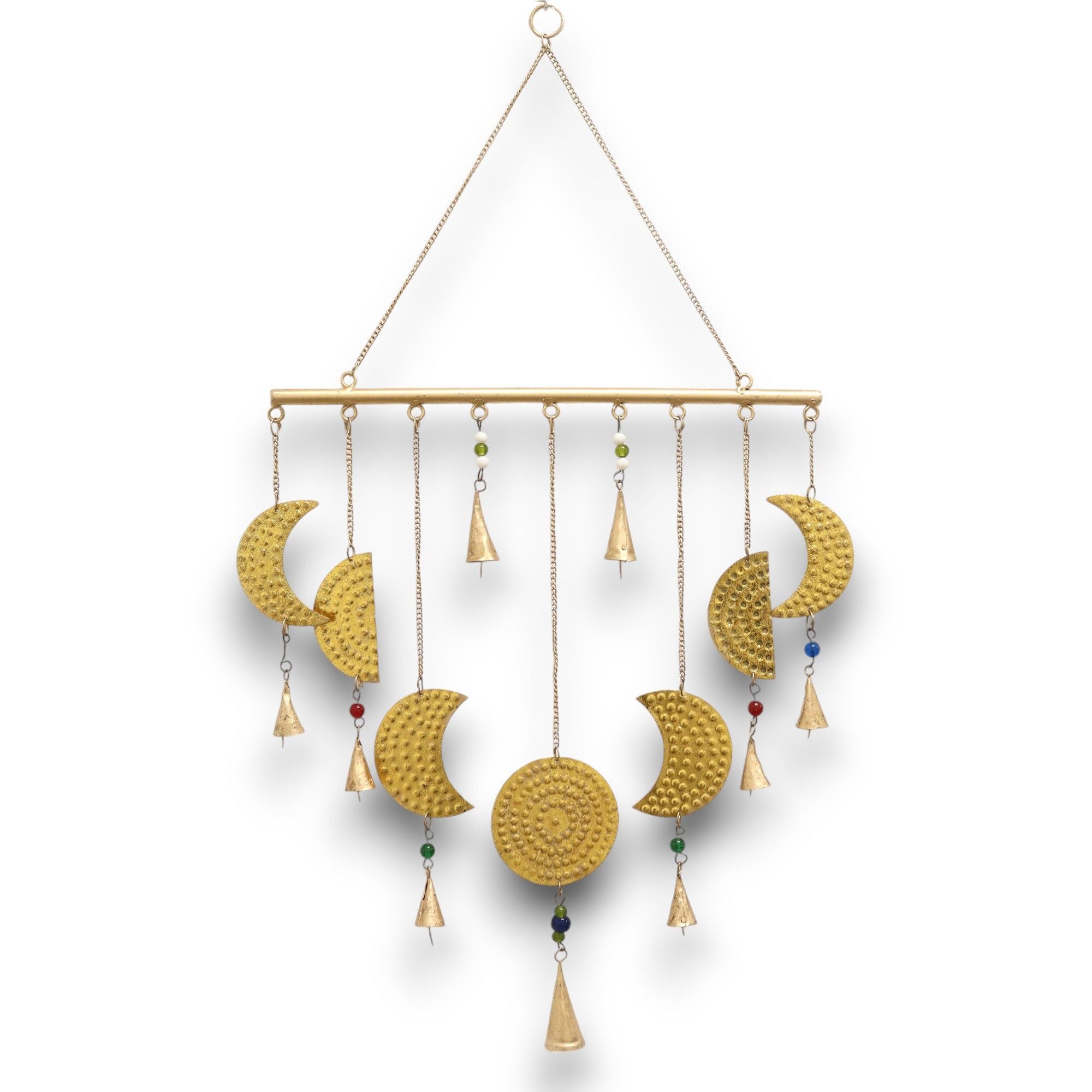 Indian Chimes Brass Moon Phases Chimes with Intricate Design