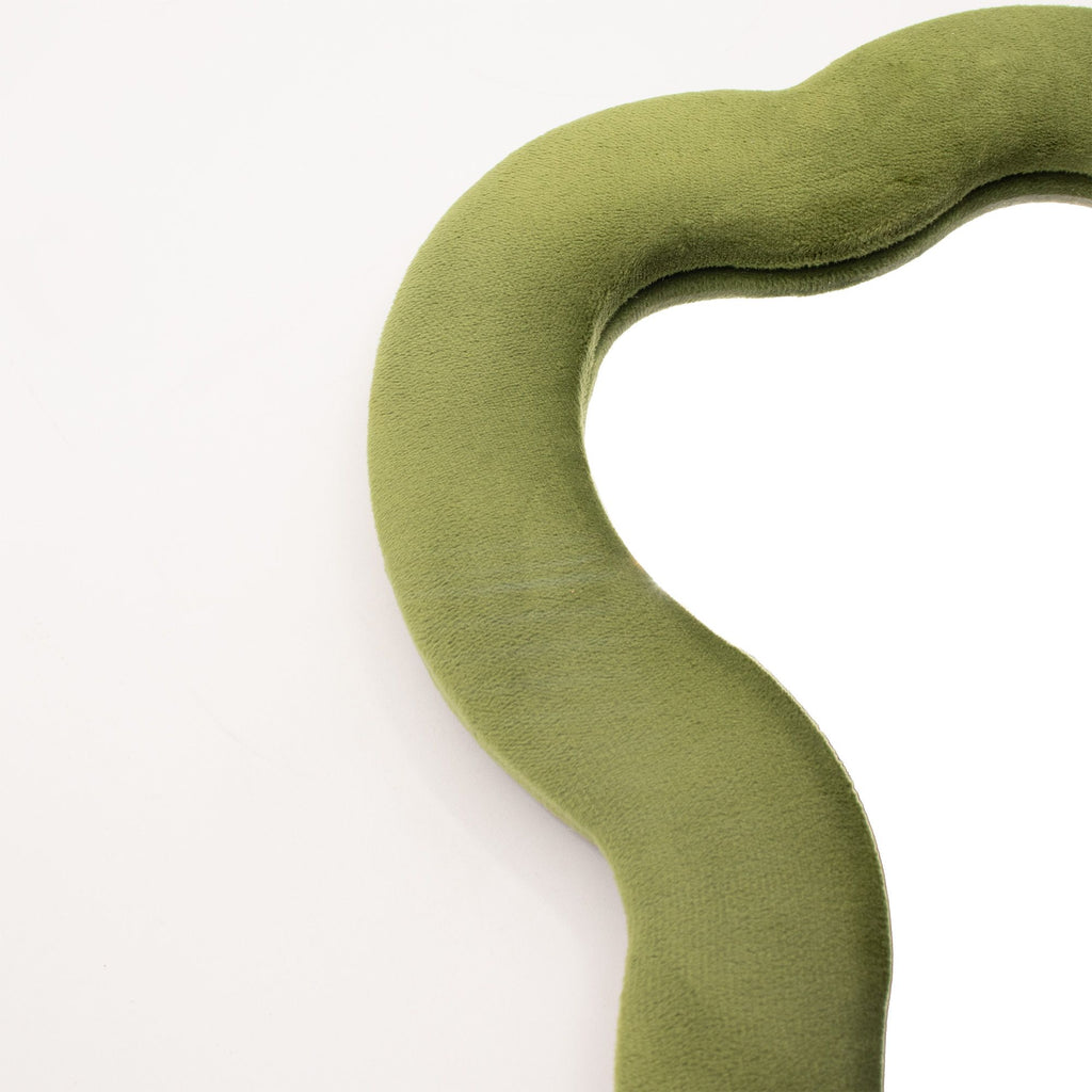 Soft Squiggly Mirror Large Cloud in Moss Green for Home Decor