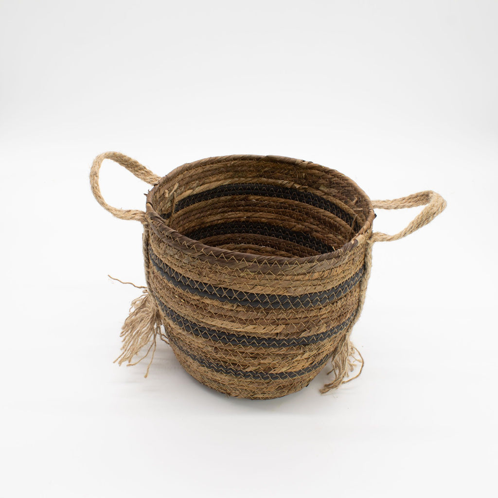 Bananna Leaf & Seagrass Large Baskets Natural Browns Set of 3