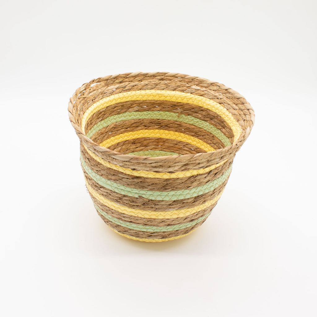 Seagrass & Straw Vase Shaped Baskets Set of 3 in Yellow & Green