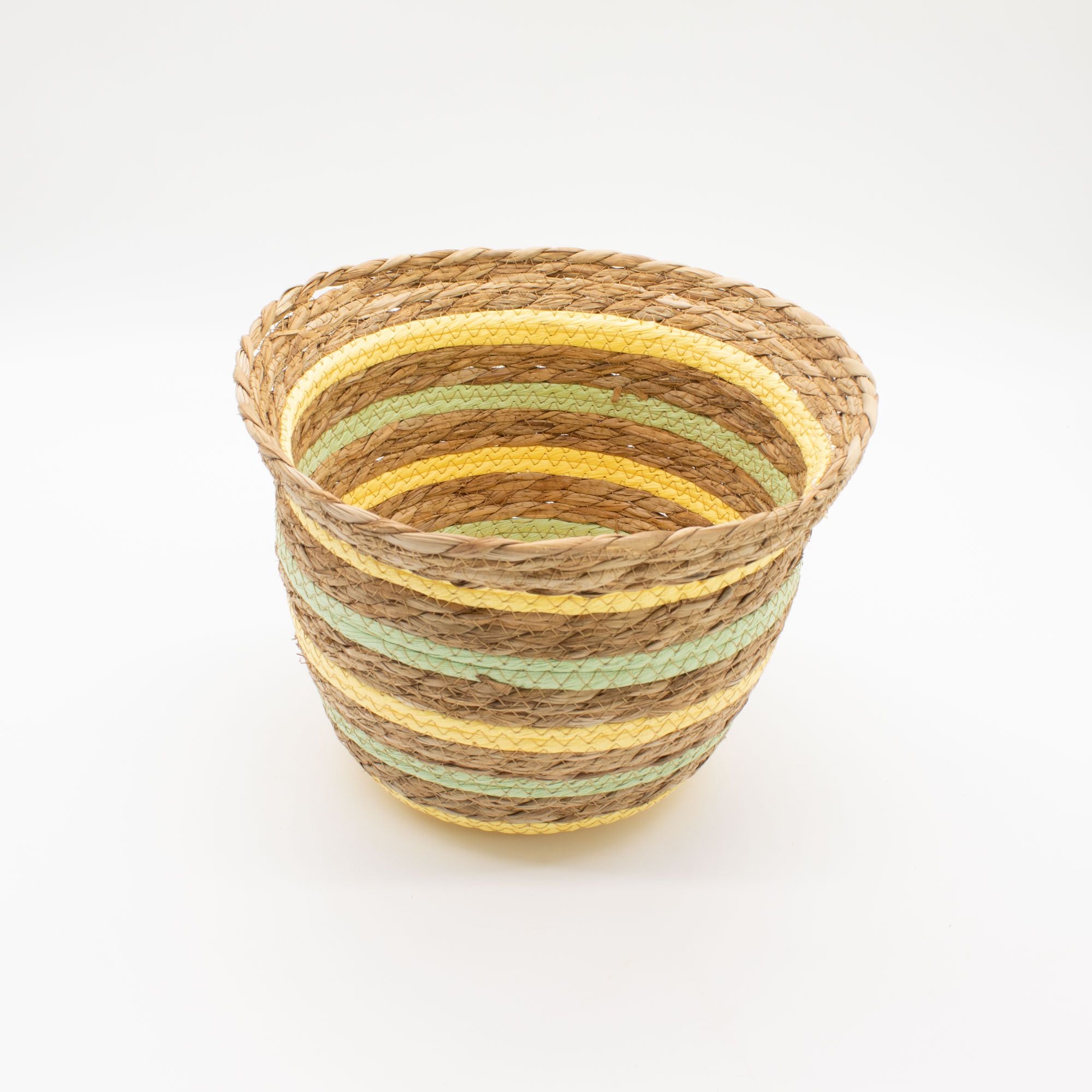 Seagrass & Straw Vase Shaped Baskets Set of 3 in Yellow & Green