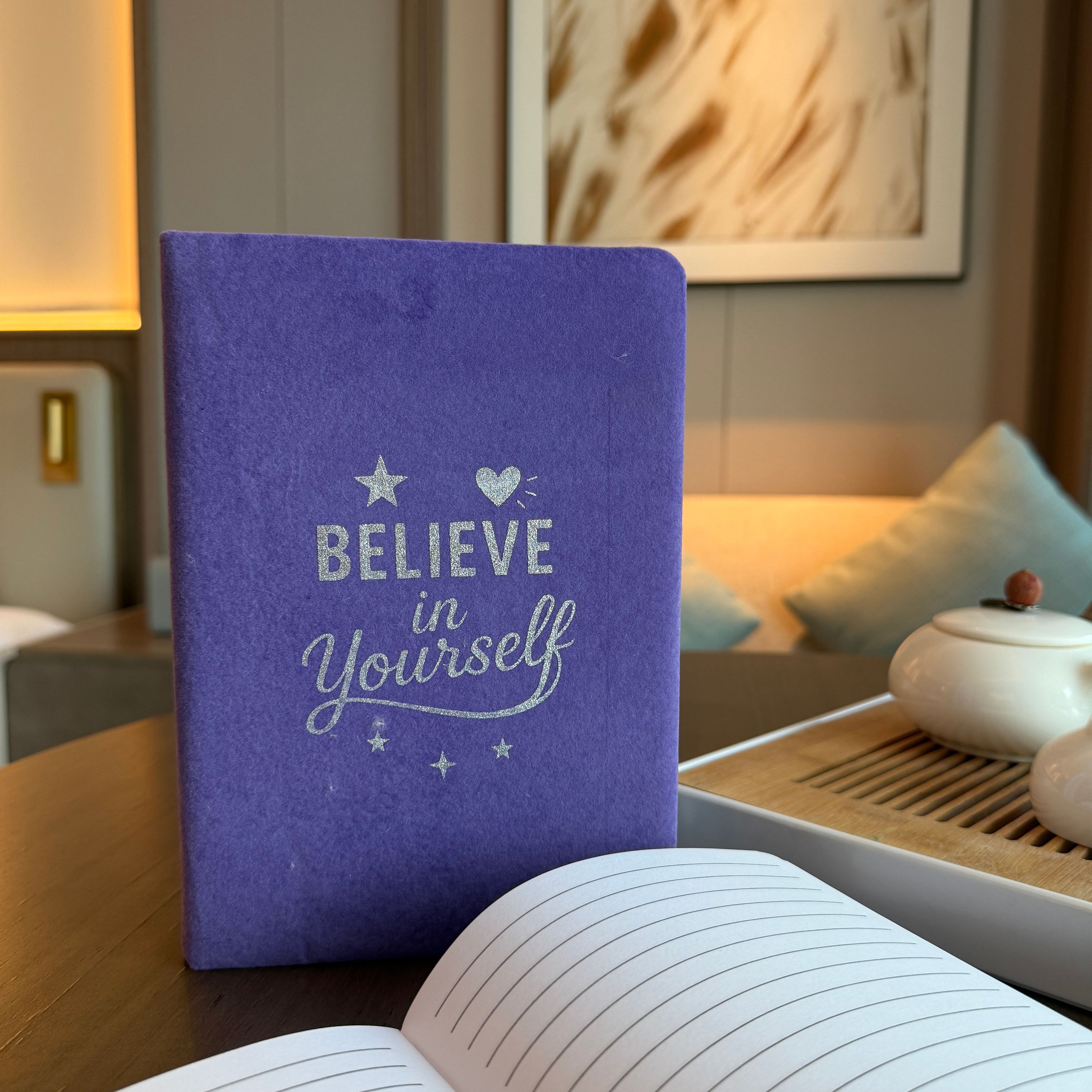 Lavender Velvet Notebook with 80 Pages for Daily Reflections