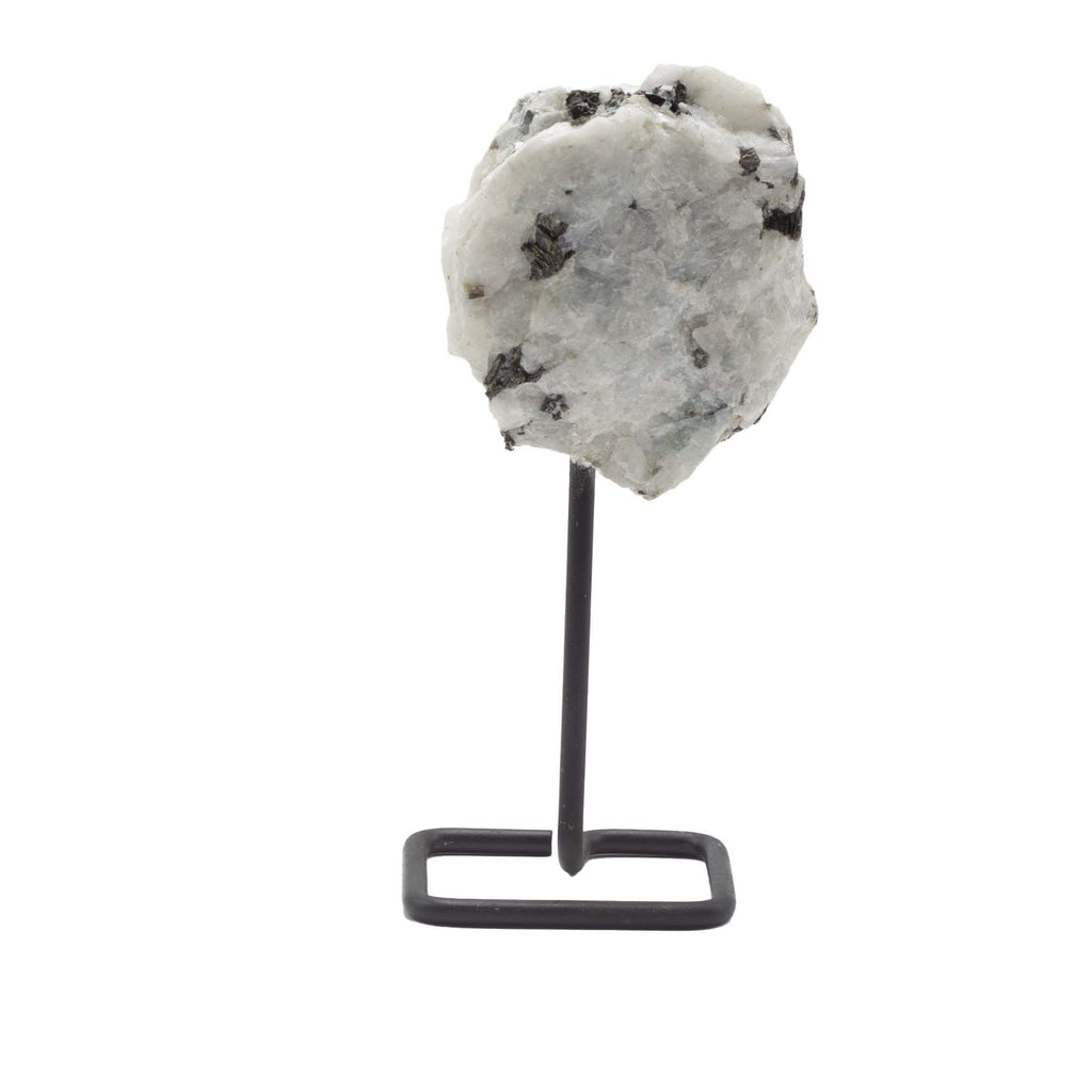 Rainbow Moonstone Mineral Specimen on Metal Stand for Display