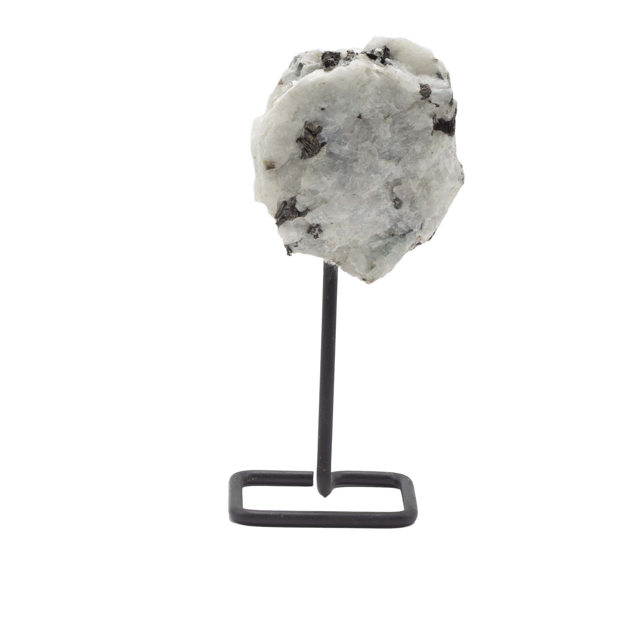 Rainbow Moonstone Mineral Specimen on Metal Stand for Display