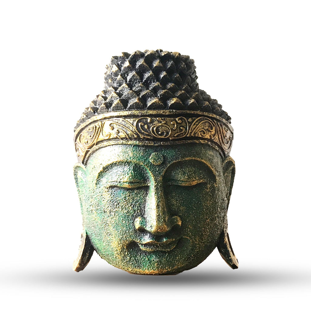 Buddha Head Home Decoration 25cm Green Shine Finish for Display