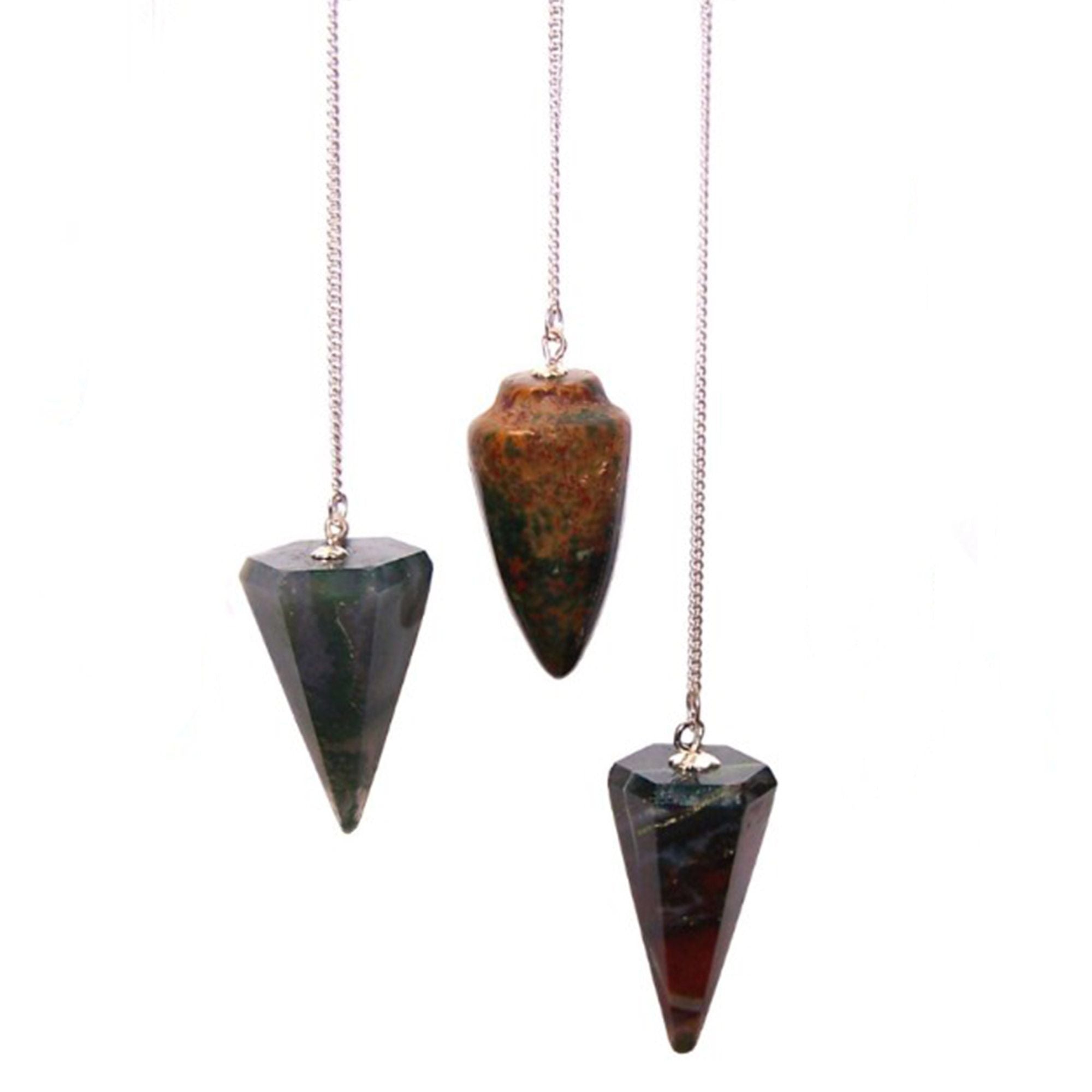 Magic Pendulum with Bloodstone and Silver Chain for Dowsing
