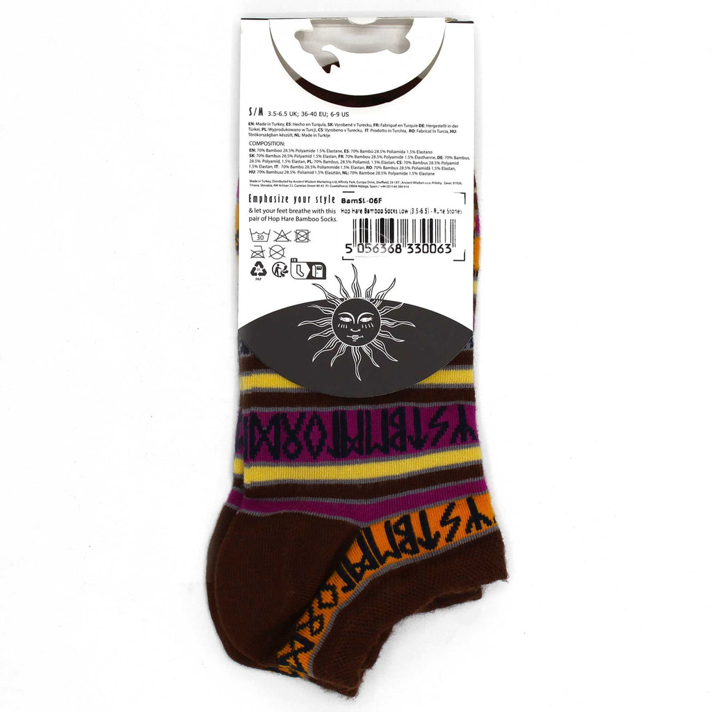 S/M Hop Hare Bamboo Low Cut Socks with Rune Stones for Comfort