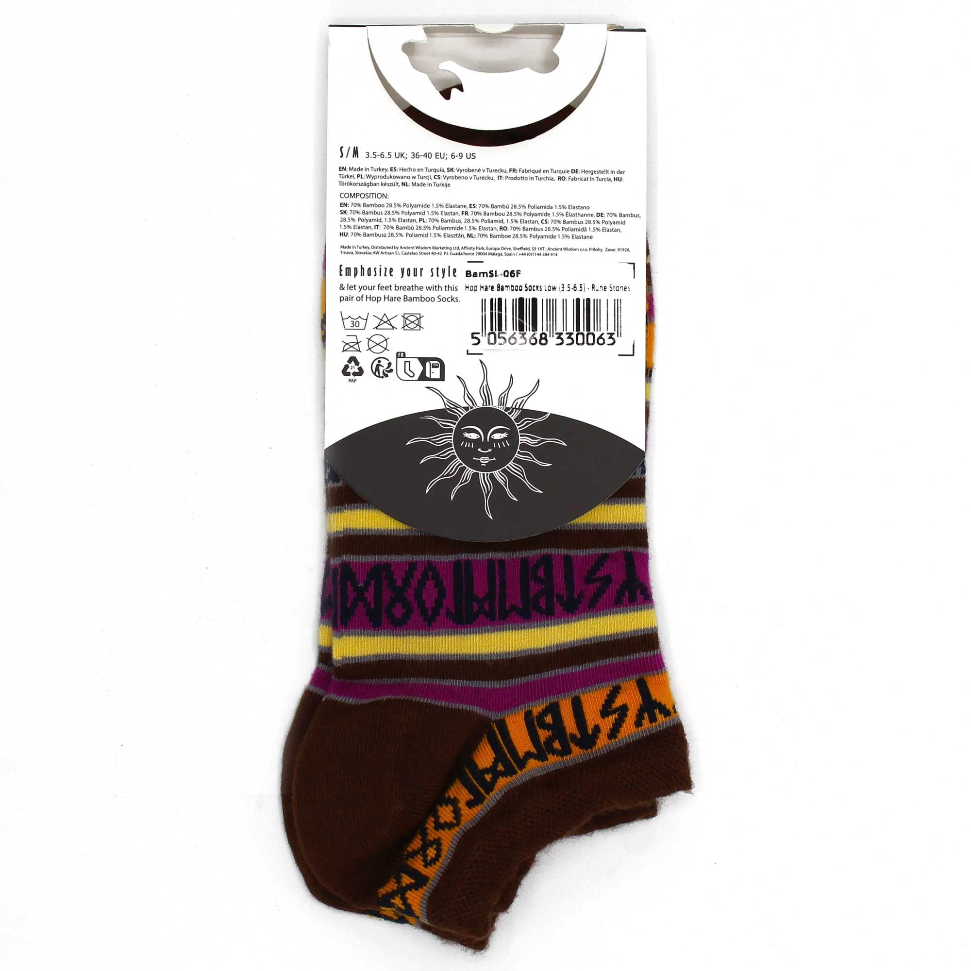 S/M Hop Hare Bamboo Low Cut Socks with Rune Stones for Comfort