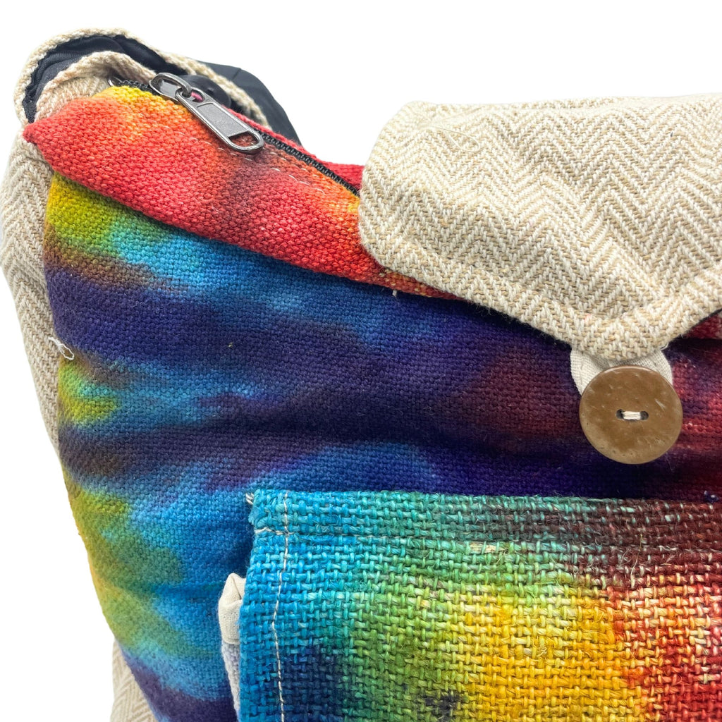 Tiedye Hemp Study Bag with Front Pocket for Eco Friendly Use