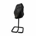 Black Tourmaline Mineral Specimen Display on Metal Stand
