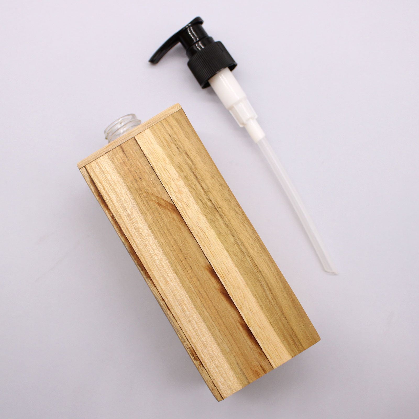 Natural Teakwood Square Soap Dispenser for Home Decor Elegance