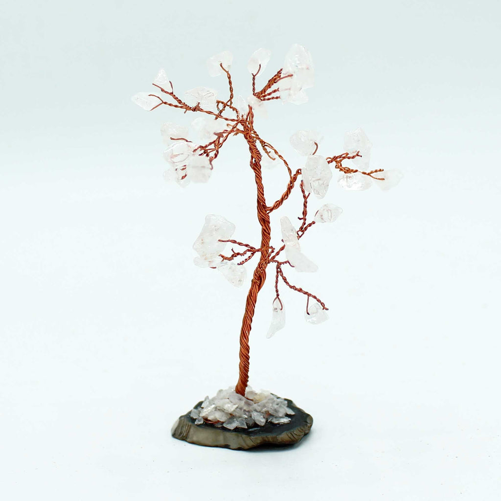 Gemstone Tree Rock Quartz on Black Agate Base with 35 Stones