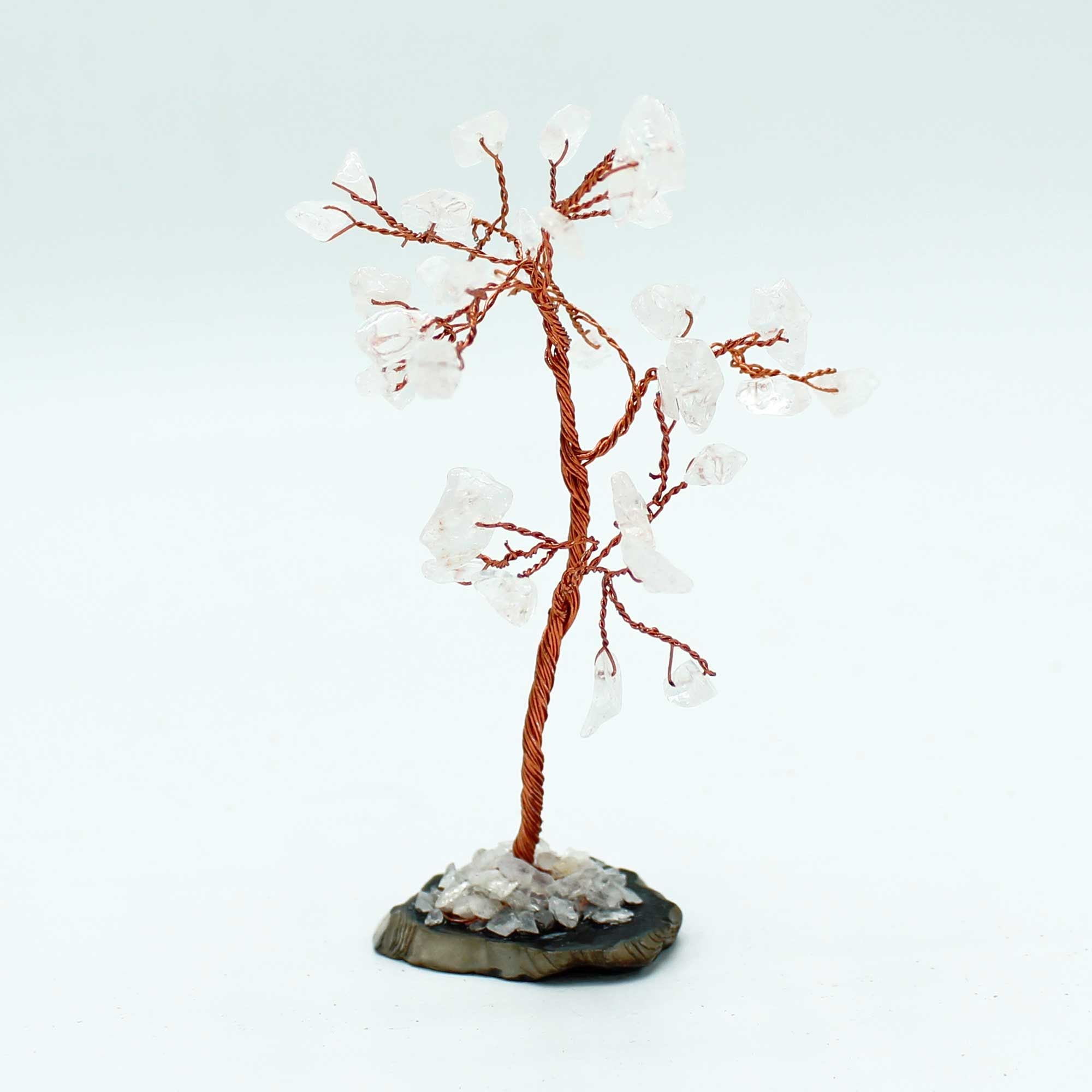 Gemstone Tree Rock Quartz on Black Agate Base with 35 Stones