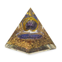 Medium Organite Pyramid 7x6cm - Wrapped Amythist - Copper Chips
