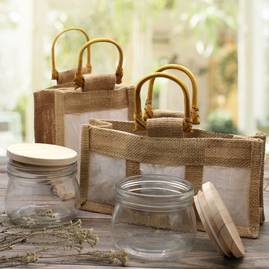 One Window Jar Gift Bag Eco Friendly Jute Packaging Solution