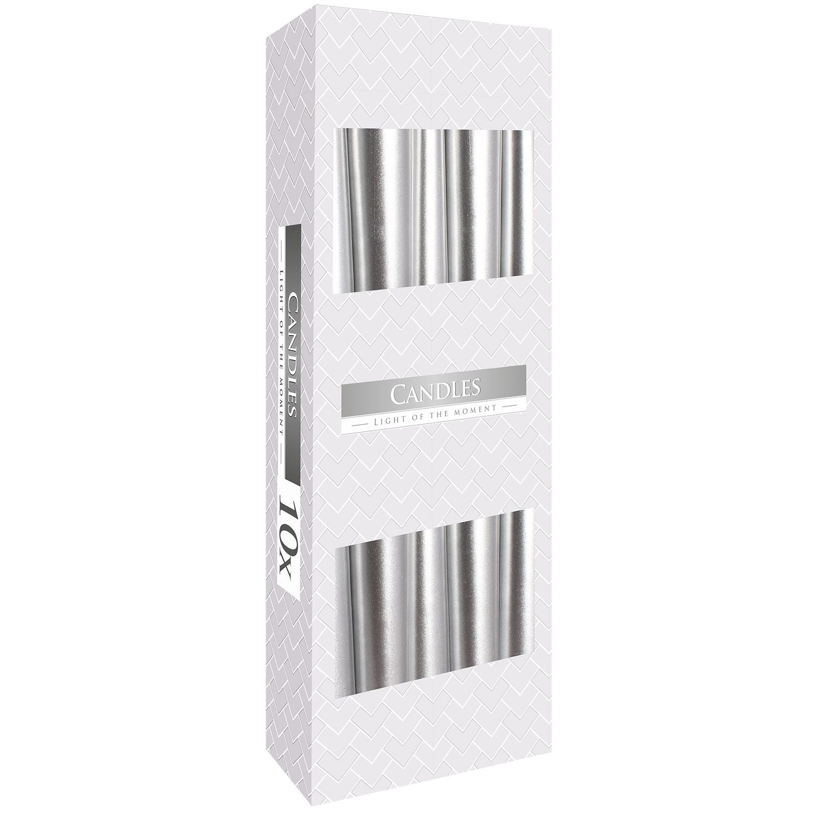Elegant Silver Metallic Taper Candle for Home Décor Accents