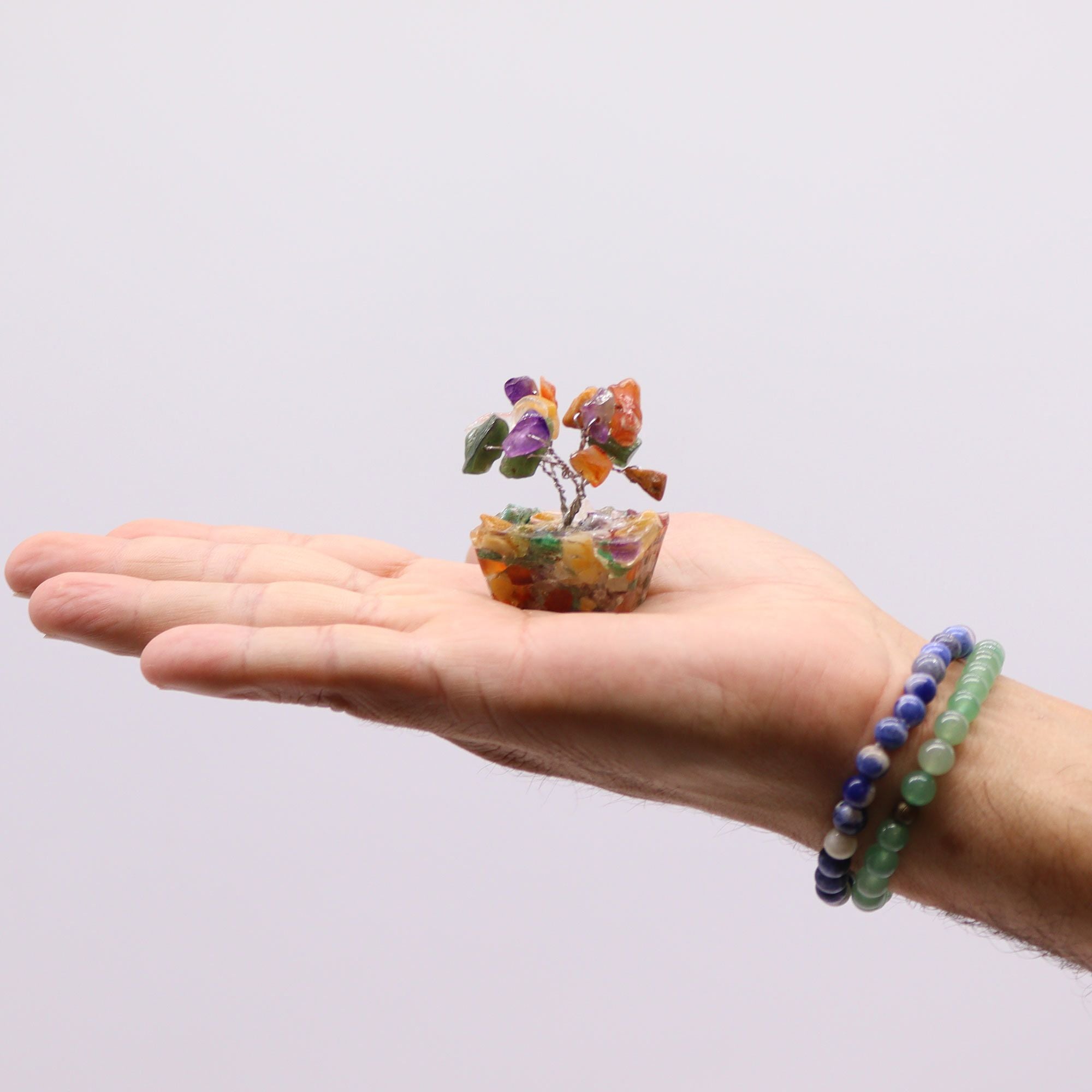 Mini Gemstone Tree on Orgonite Base with 15 Beautiful Stones
