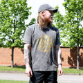 Nomad Sari Stonewashed Cotton T Shirt with Hamsa Design Dark Grey