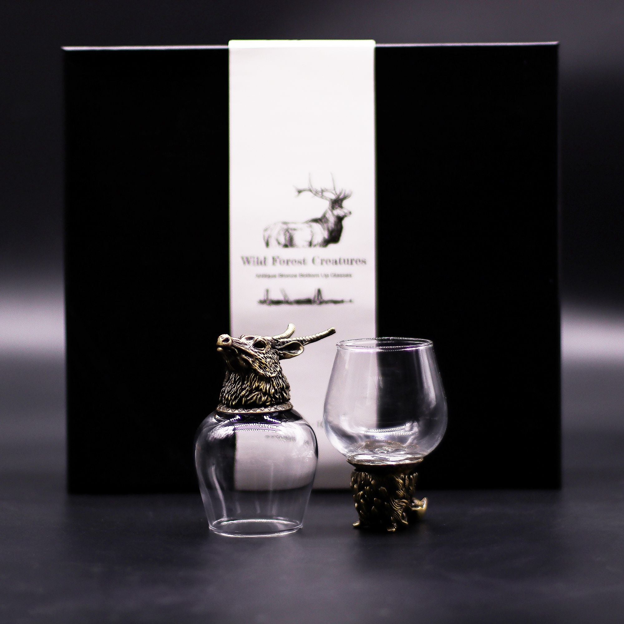 Gift Set of 6 Wild Forest Creatures Glasses in Antique Bronze