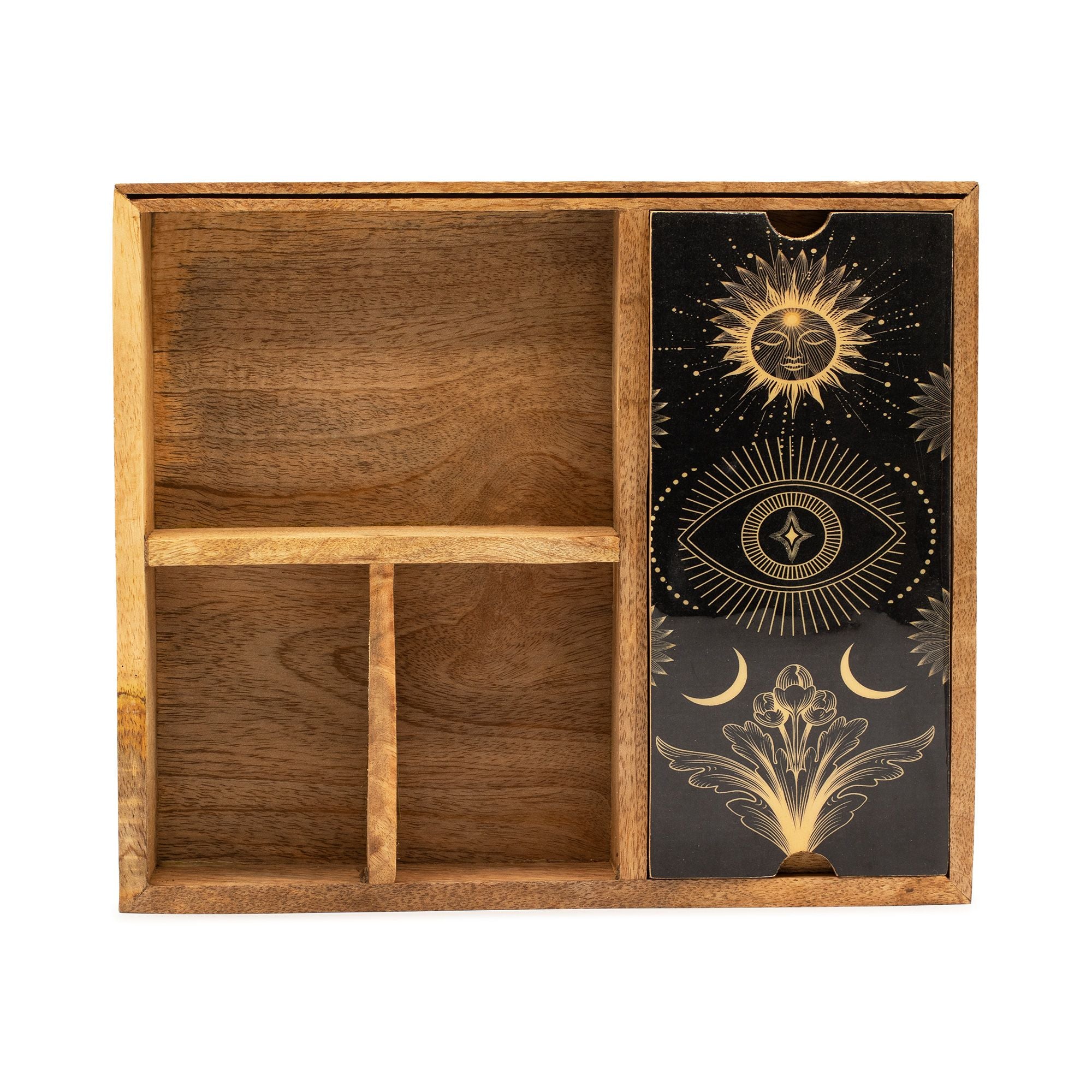 Four Section Tarot Box with Card Holder for Organised Readings