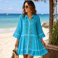 Turquoise Tunic Dress with Evil Eye Print for Summer Style
