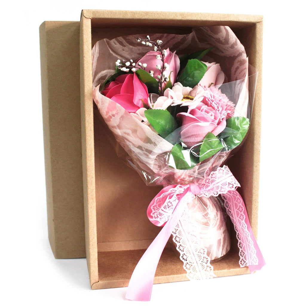 Boxed Hand Soap Flower Bouquet in Pink for Unique Gift Occasions