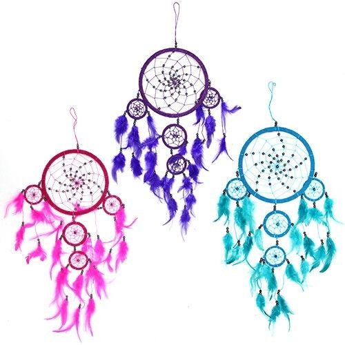 Bali Dreamcatchers Large Round Turquoise Pink and Purple Design