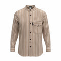 Nomad Sari Grandad Shirt in Brown Beige with Classic Stripes