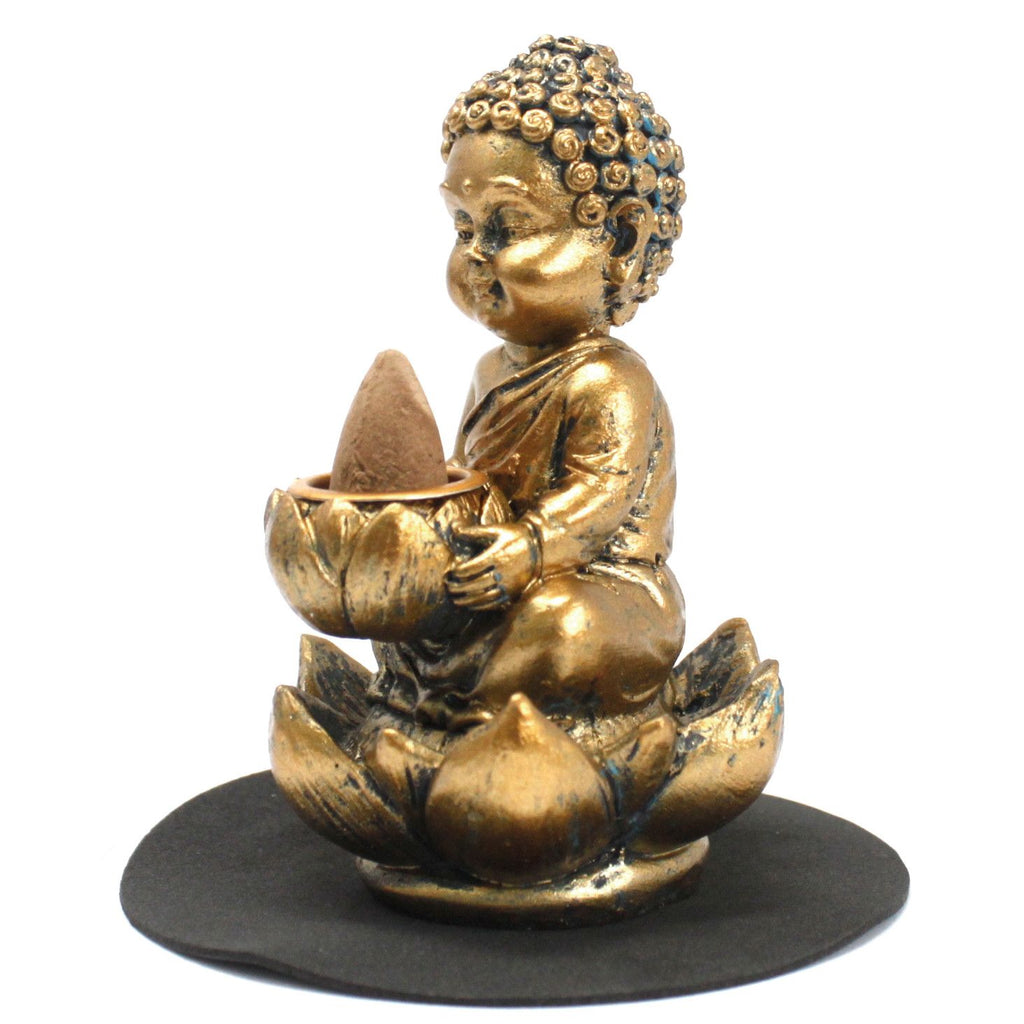 Buddha and Lotus Backflow Incense Burner for Tranquil Spaces