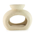 Ceramic Zen Oil Burner Oval Pebble Speckled Off White Design