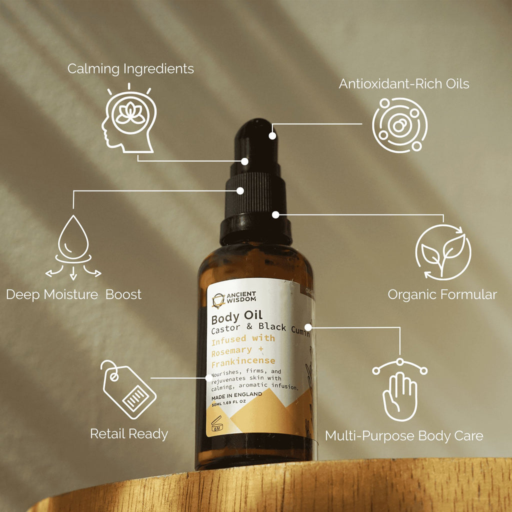 Organic Body Oil 50ml Rosemary & Frankincense for Skin Nourishment
