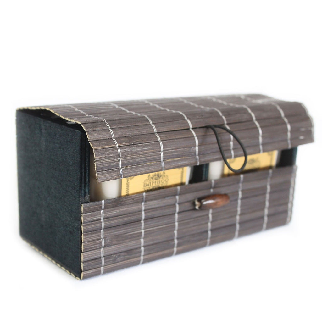 Double Box Slatted Bamboo Candle and Gift Box for Elegant Gifting
