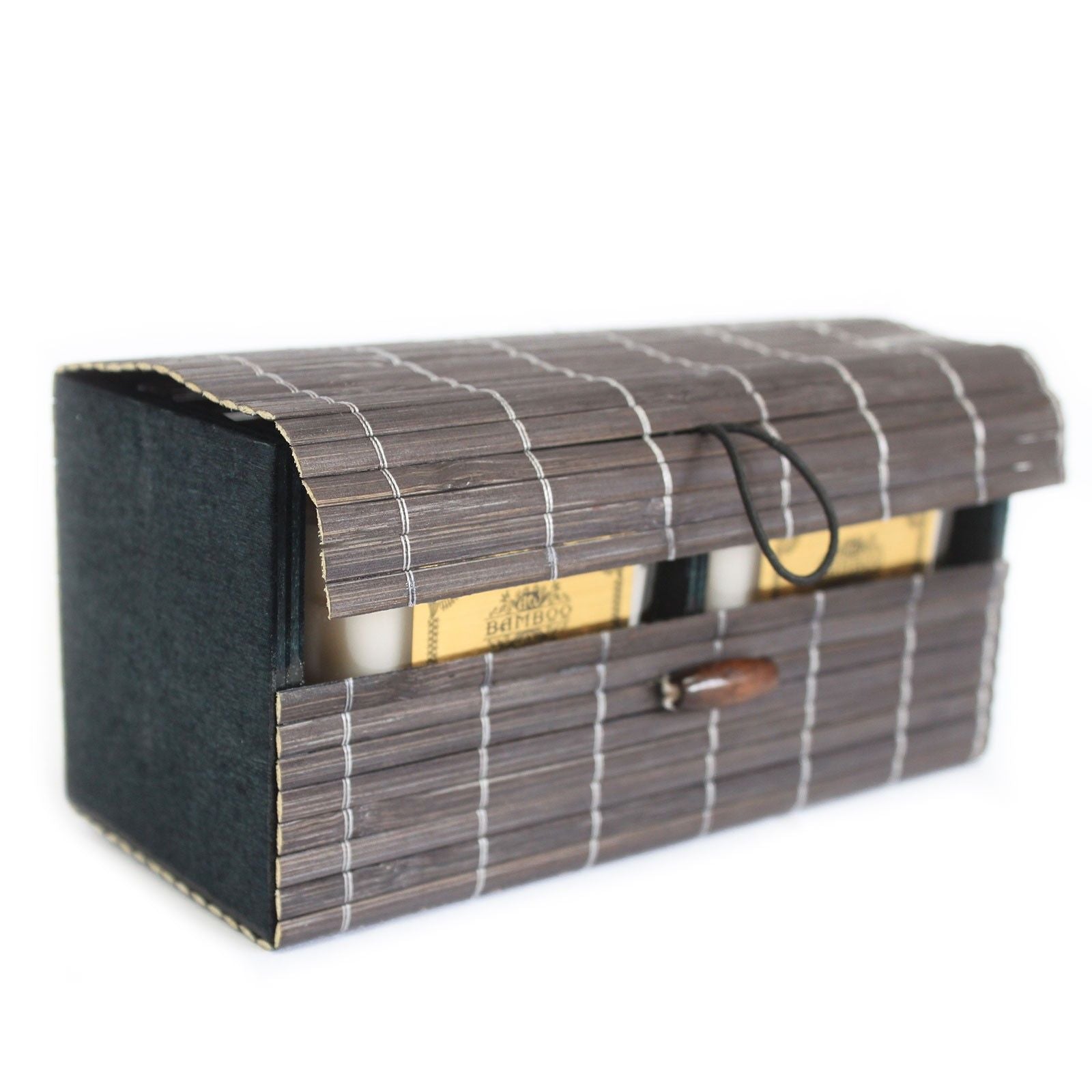 Double Box Slatted Bamboo Candle and Gift Box for Elegant Gifting