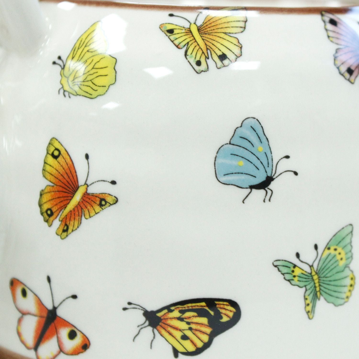 Herbal Teapot Set Butterflies with Six Matching Cups for Tea Lovers