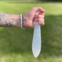 Selenite Large Ritual Knife - Spiral (25cm)