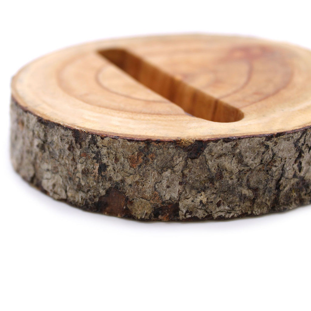 Small Log Phone Holder for Hands Free Use in Natural Wood Style