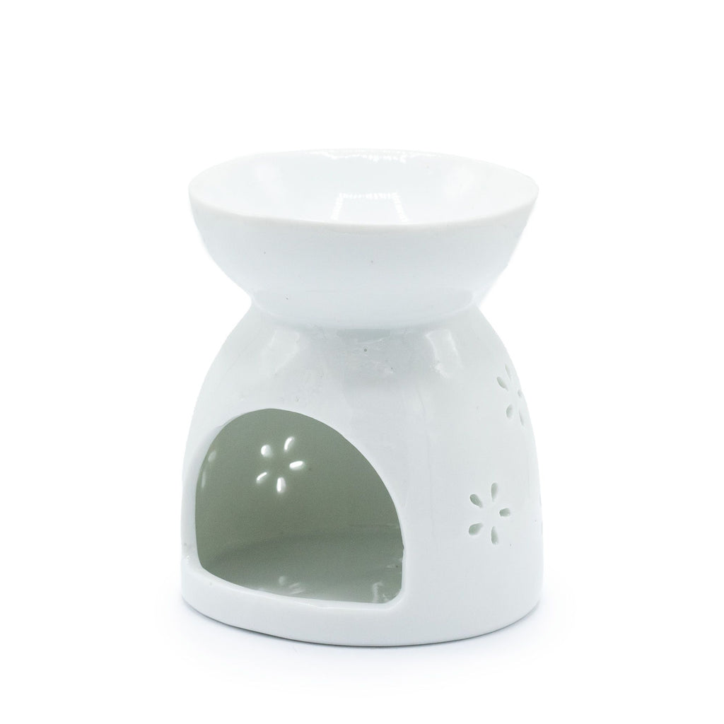 Oil Burner Buddha Cut Out White Ceramic for Home Fragrance