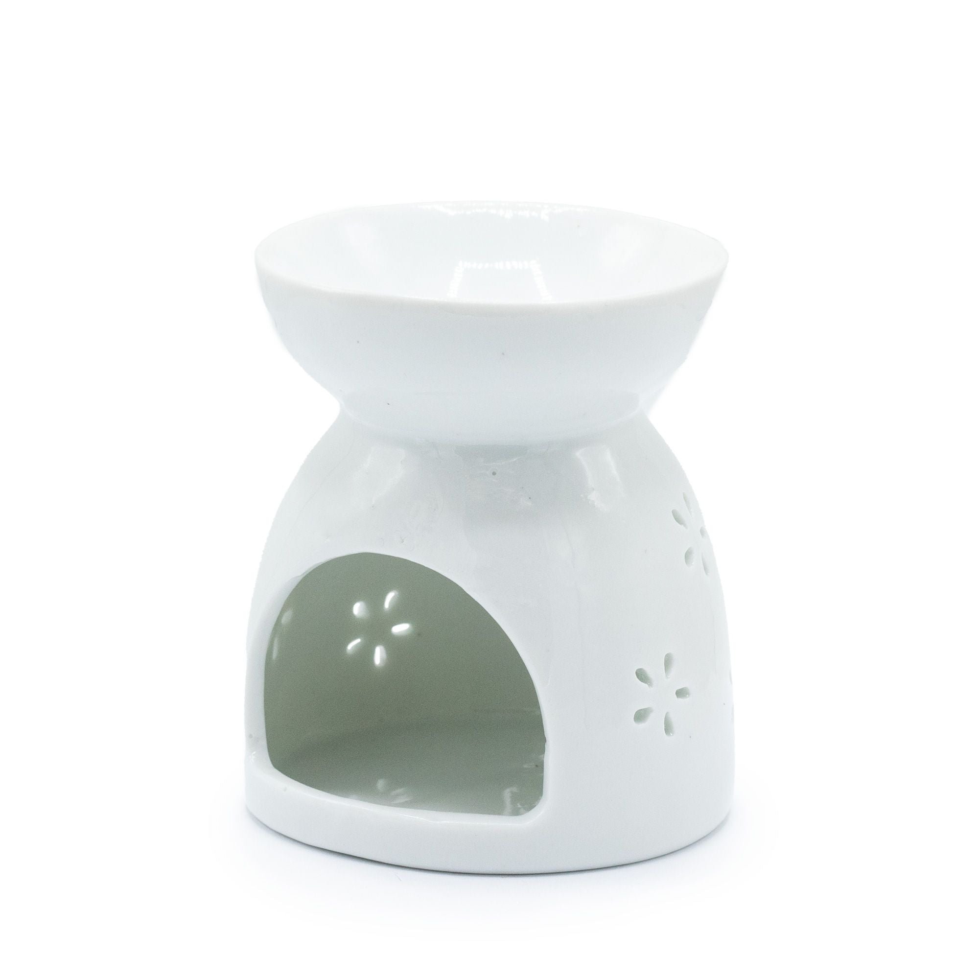 Oil Burner Buddha Cut Out White Ceramic for Home Fragrance