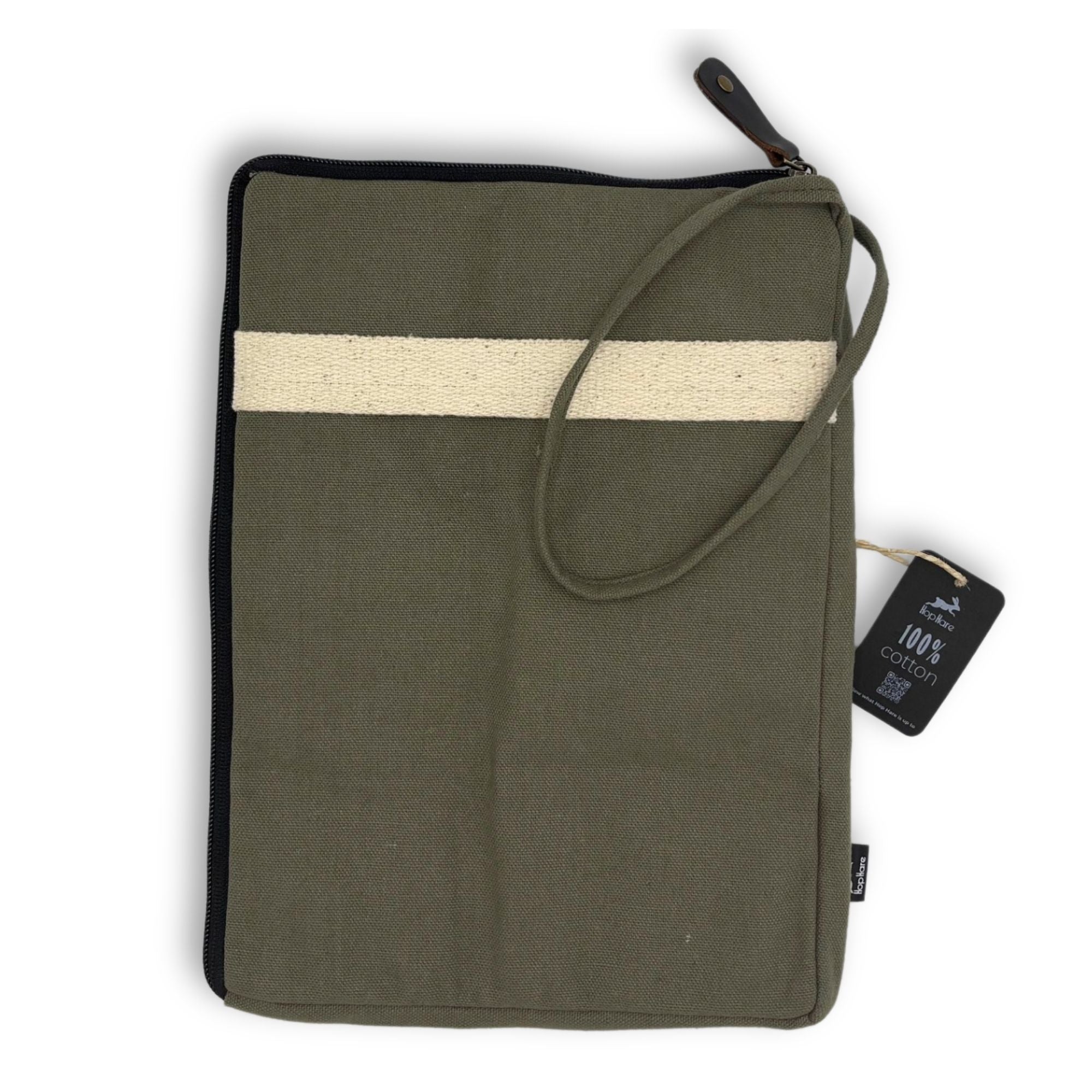 Olive Canvas Tablet Pouch for Convenient Travel and Organisation