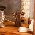 Medium Mango Wood Angel with Gold Decor for Home Display