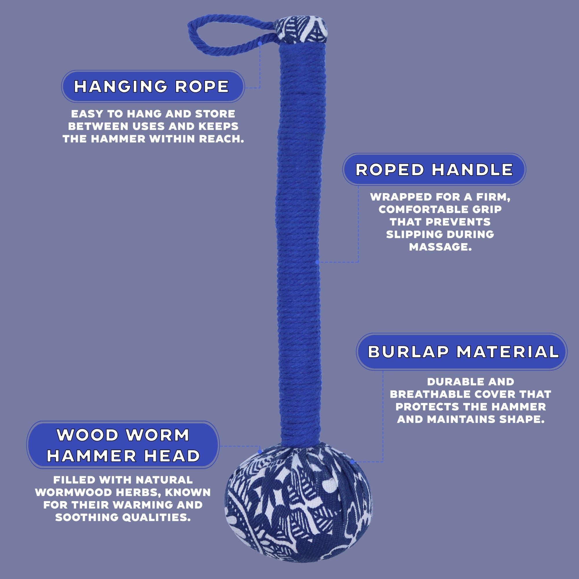 Wormwood Massage Hammer Blue for Muscle Comfort and Relaxation