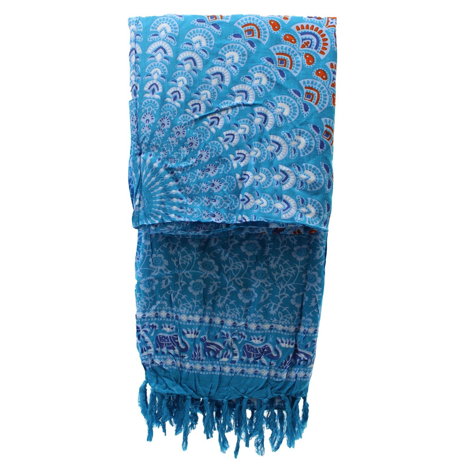 Teal Orange Mandala Sarongs for Stylish Beachwear and Versatile Use