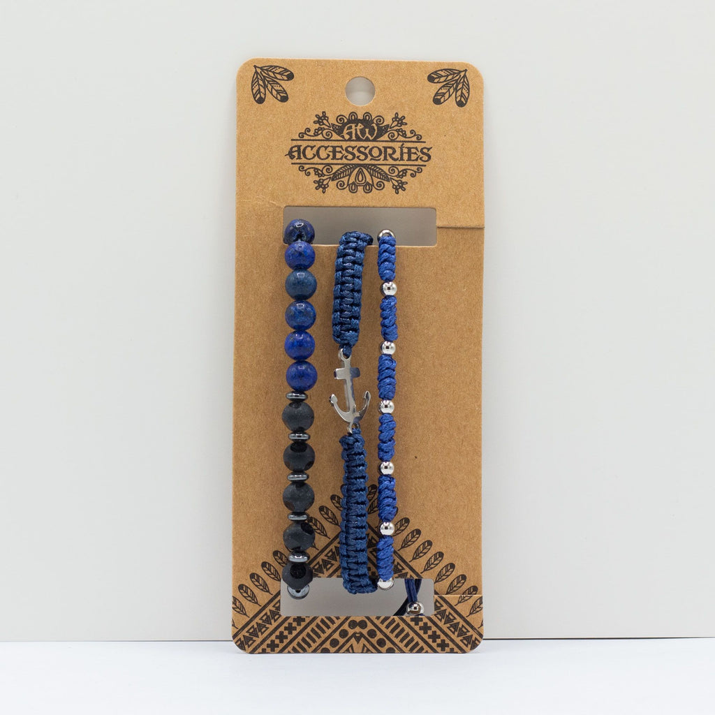 Mens Premium Bracelet Sets in Stylish Blues for Modern Looks