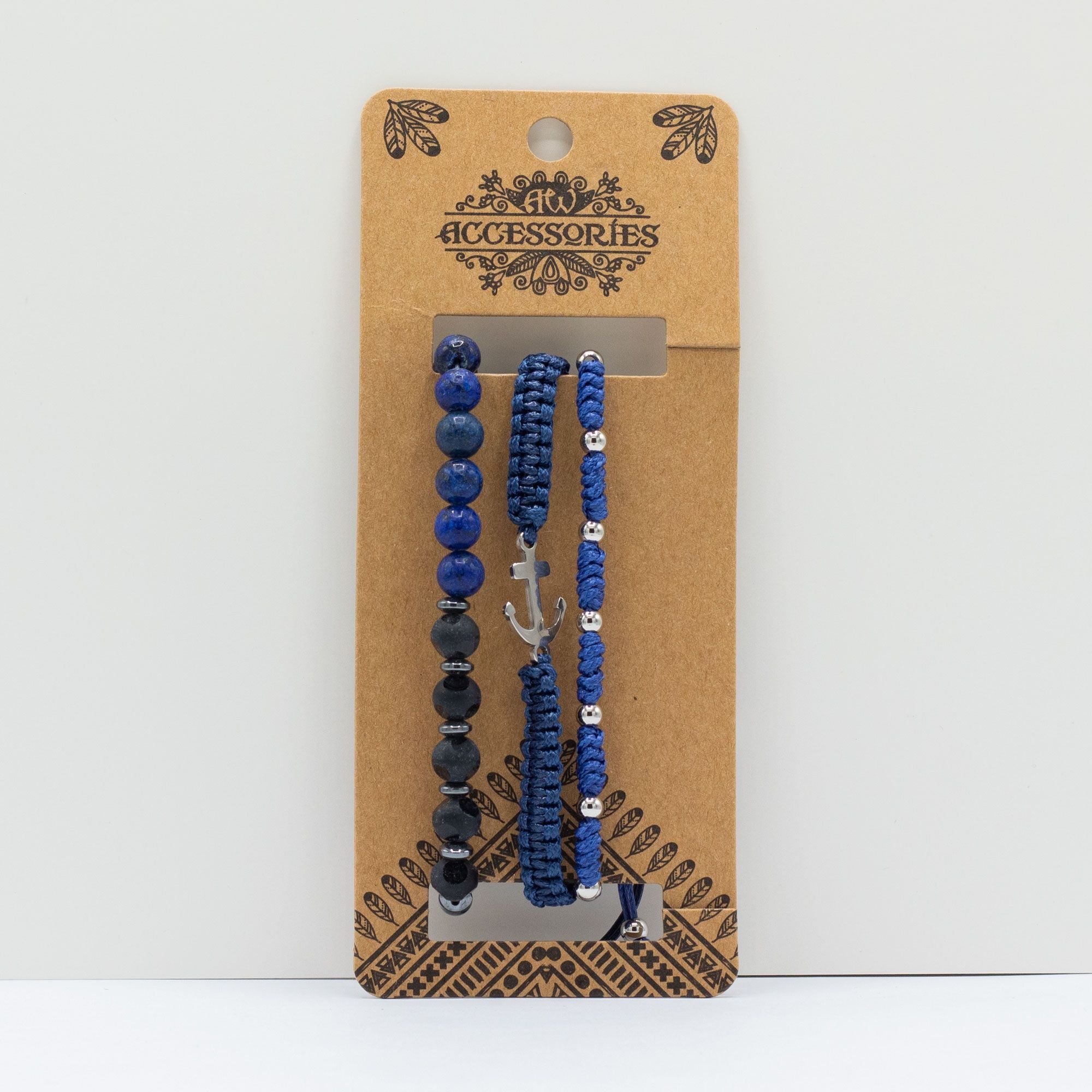 Mens Premium Bracelet Sets in Stylish Blues for Modern Looks