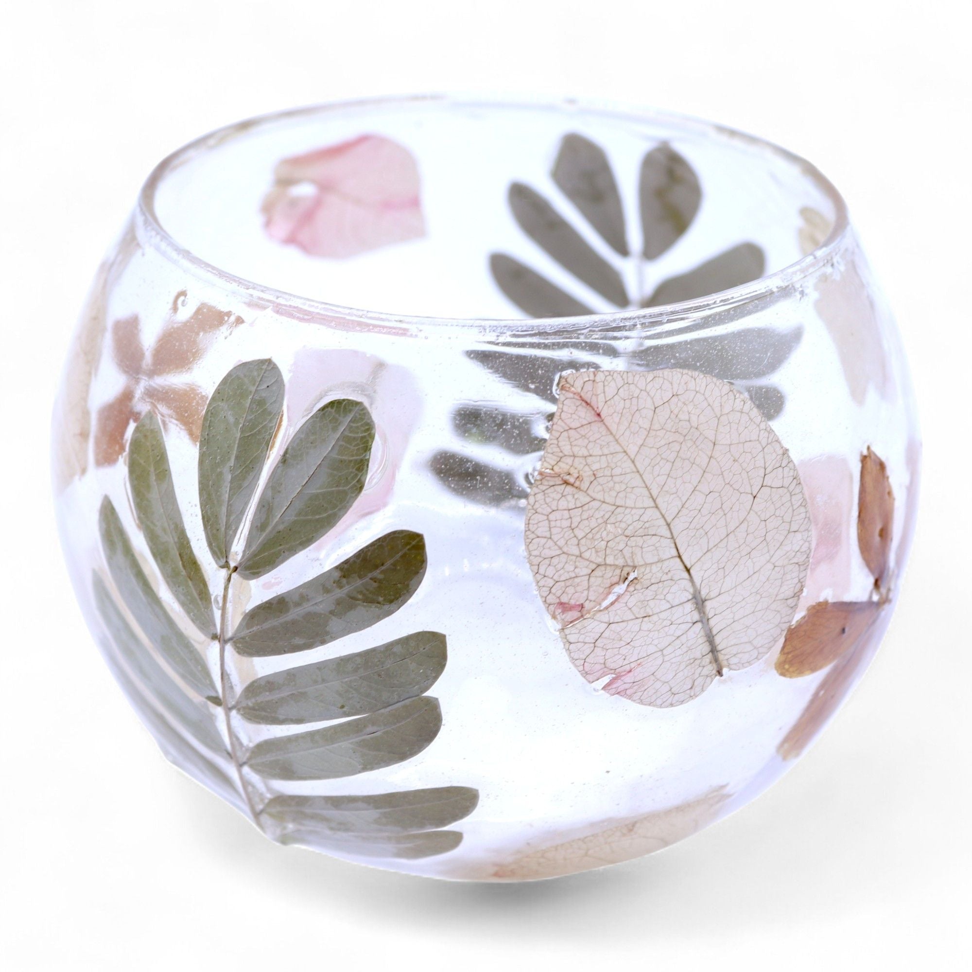 Natural Floral Glass Bowl Candle Holder Primavera for Home Décor
