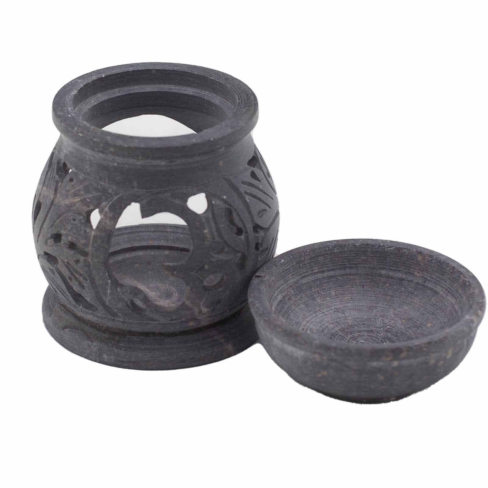 Small Soapstone Oil Burner 8cm with Om Symbol for Aromatherapy